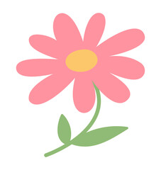 春　手描き　花　イラスト　挿絵　野花　植物　自然　オーガニック　ナチュラル　葉っぱ　挿絵　一輪