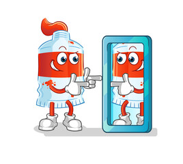 watercolor tube looking into mirror cartoon. cartoon mascot vector