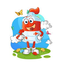 watercolor tube pick flowers in spring. character vector