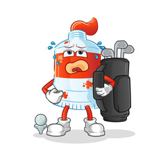 watercolor tube with golf equipment. cartoon mascot vector