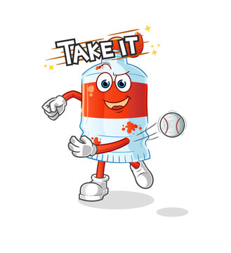 watercolor tube throwing baseball vector. cartoon character