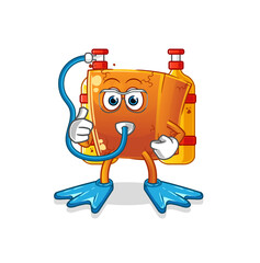 brick diver cartoon. cartoon mascot vector