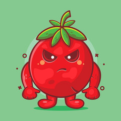 mad tomato fruit character mascot isolated cartoon in flat style design. great resource for icon,symbol, logo, sticker,banner.