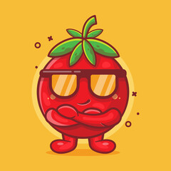 super cool tomato fruit character mascot isolated cartoon in flat style design. great resource for icon,symbol, logo, sticker,banner.