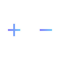 Plus and minus vector icon with gradient