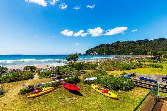 View of Whangamata beach in New Zealand