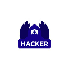 hacker logo. mysterious person silhouette design hacker protection technology. game player icon