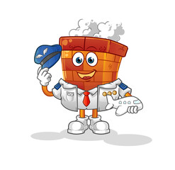 chimney pilot mascot. cartoon vector