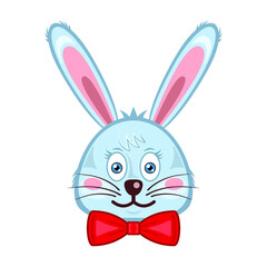 Bunny head rabbit face cartoon isolated white background