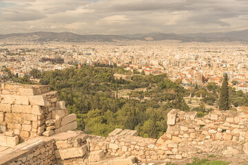Fototapeta na wymiar View of Athens from the Acropolis, Greece