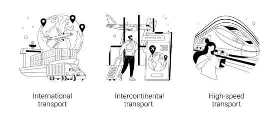 Modern transportation abstract concept vector illustrations.