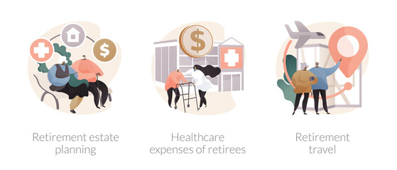 Living on pension abstract concept vector illustrations. - obrazy, fototapety, plakaty