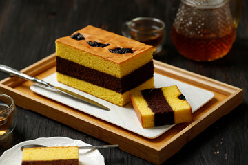 Spiku or Lapis Surabaya, Indonesian  Three Layer Cake with with Strawberry Jam Between the Layer....