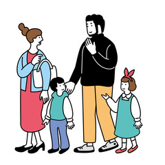 4人家族のシンプルなイラスト
