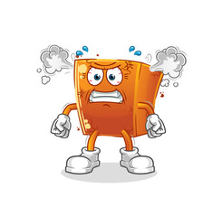 brick very angry mascot. cartoon vector