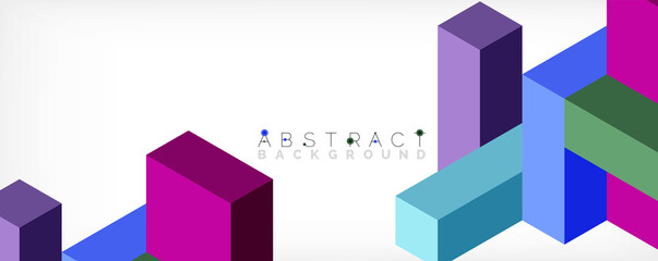 Fototapeta premium Abstract background. 3d cubes, cubic elements and blocks. Techno or business concept for wallpaper, banner, background, landing page