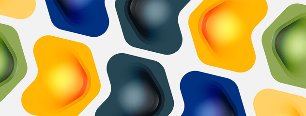 Color arrow shapes on white backdrop. Minimal geometric abstract background. Vector illustration for wallpaper banner background or landing page