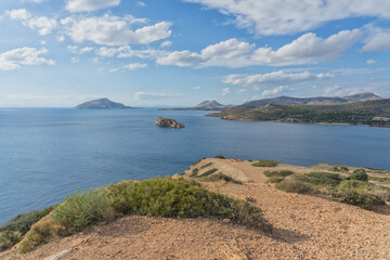 View of Myrtoan Sea from Temple of Poseidon, Sounion, Greece