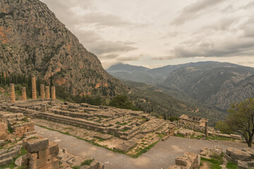 Fototapeta na wymiar View looking over the ruins of Delphi, Greece