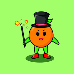 A gorgeous smart cute cartoon magician orange style design for t-shirt, sticker, logo element