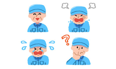 作業員シニア男性上半身セット