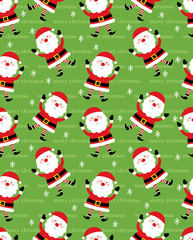 santa claus seamless pattern design on green color background