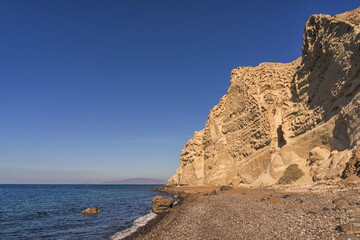 Rocky beach in Santorini Greece