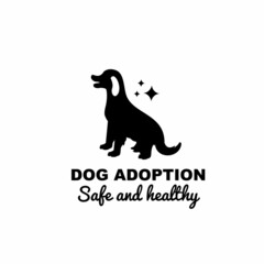 ILLUSTRATION VECTOR GRAPHIC OF SMILE HAPPY DOG SITTING SILHOUETTE GOOD FOR DOG ANIMAL PET RESQUE SAFE AND HEALTHY DOG LOGO VINTAGE dog pet animal adoption 