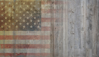 United States Flag on Reclaimed Wood Background
