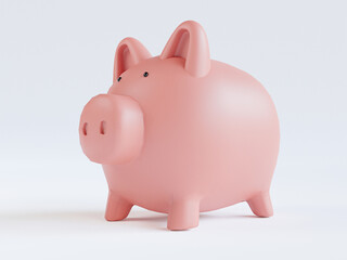 pink piggy save money on white background for deposit and financial saving growth concept by 3d render.