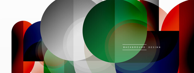 Obraz premium Creative geometric wallpaper. Minimal circle triangle and square line abstract background. Vector illustration for wallpaper banner background or landing page