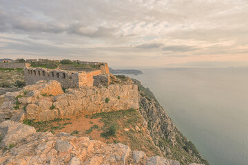 Fototapeta na wymiar Old Palamidi fortress on the cliff, with view of the Argolic Gulf, Greece