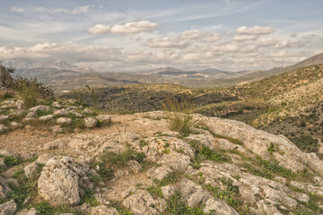 Fototapeta na wymiar Landscape view from Mycenae ruins, Greece