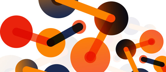 Abstract background. Round dots connected by lines. Trendy techno business template for wallpaper, banner, background or landing