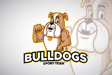 Bulldog Cartoon Logo Design Mascot Character Design Vector Template