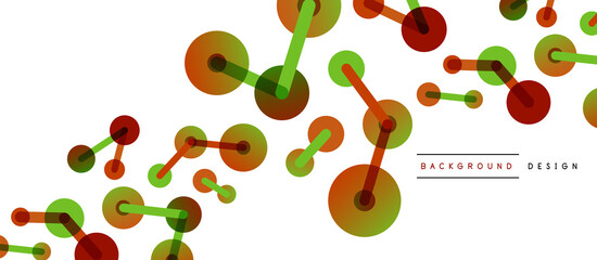 Line points connections geometric abstract background. Circles connected by lines. Trendy techno business template for wallpaper, banner, background or landing