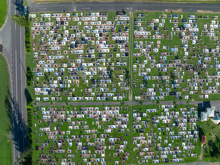 Looking Down Onto A Cemetery