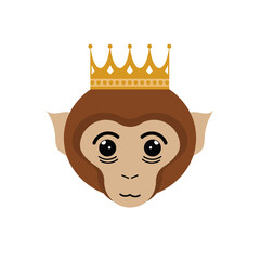 Monkey with crown. Monkey character, crown stickers.