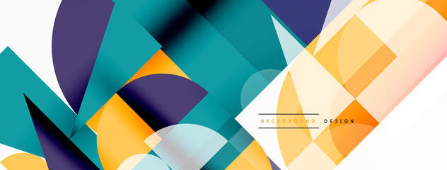 Minimal geometric abstract background. Circle square and triangle design. Trendy techno business template for wallpaper, banner, background or landing