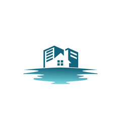 Obraz premium House apartment life near the beach and lake design. Real estate logo