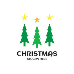 Obraz premium Christmas trees silhouette vector isolated with star symbol