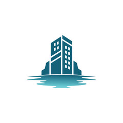 Fototapeta premium Lake real estate apartment logo icon symbol. House industry illustration design template