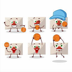 Talented love envelope cartoon character as a basketball athlete