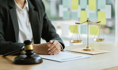 Justice and law concept. Lawyer business working on table office, consultant lawyer concept.