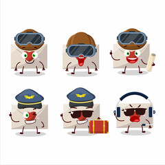 Pilot cartoon mascot love envelope with glasses
