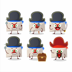 Cartoon character of love envelope with various pirates emoticons