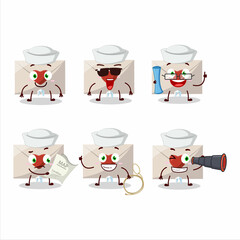 A character image design of love envelope as a ship captain with binocular