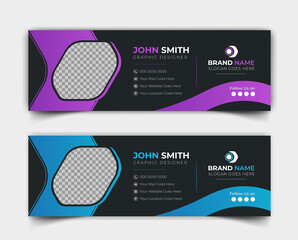 Business trendy email signature templates with an author photo place modern and minimal layout, Professional awesome unique Corporate custom beautiful personal Office Email signature design template