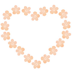A heart of red flowers. Watercolor vintage illustration. Isolated on a white background.