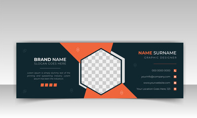 Business trendy email signature templates with an author photo place modern and minimal layout, Professional awesome unique Corporate custom beautiful personal Office Email signature design template